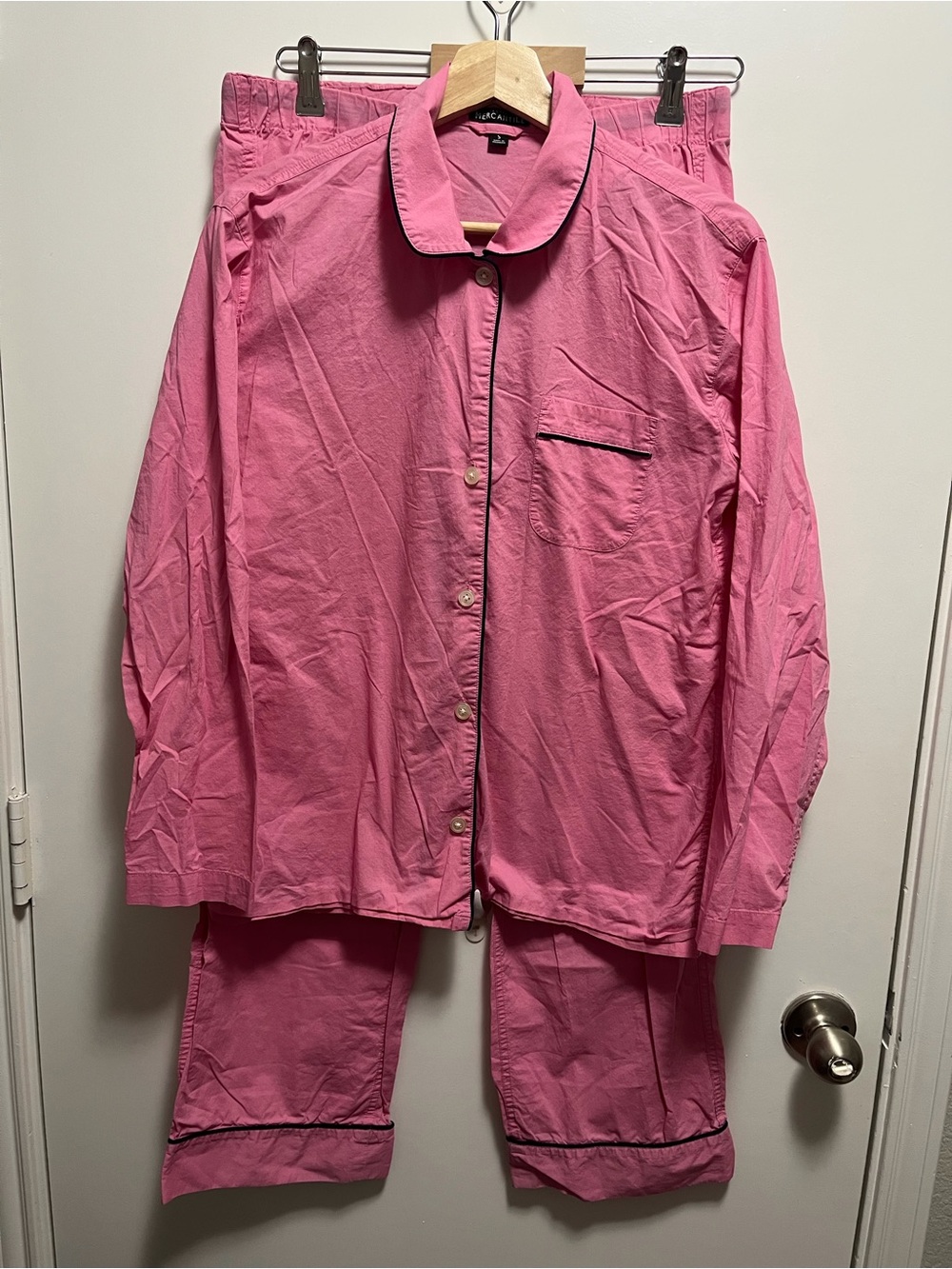 J. Crew Mercantile Pink and Black 100% Cotton Pajama Set Women’s Size Small